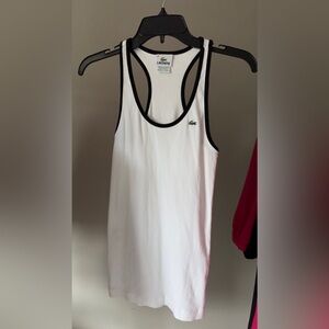 Lacoste Classic Ribbed Sport Racerback Tank | White with black trim | Size: 36